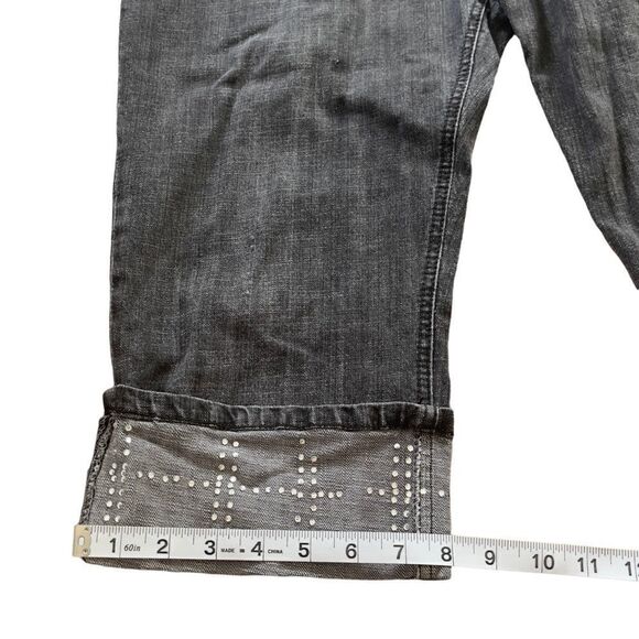 Zena Studded Denim Folded Hem Capri Sz 12P - Picture 10 of 13